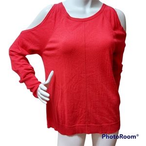 VINCE CAMUTO | Knit Red Sweater Lightweight Cold Shoulder Size S